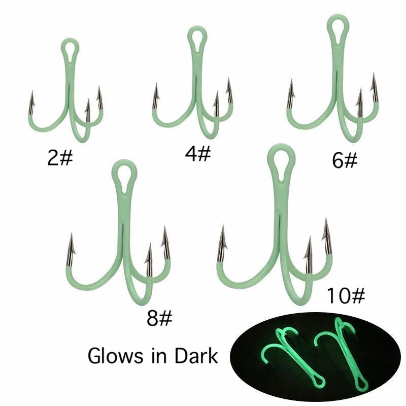 Treble Hooks, Pack of 5 (Glows in Dark)